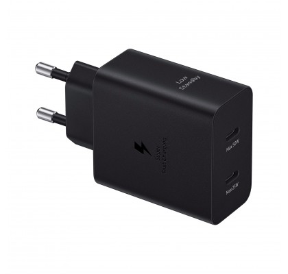 Incarcator retea Duo 50W, 2 x USB Type-C, Cablu inclus, Super Fast Charger, Black